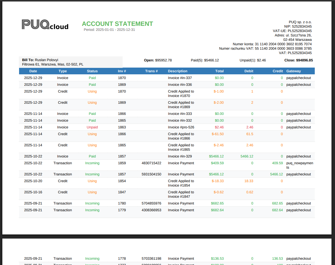Classic PDF template — landscape orientation