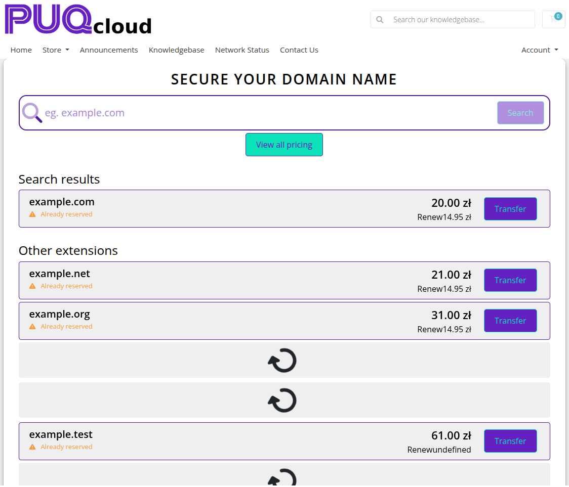Intelligent Domain Search widget in the page editor