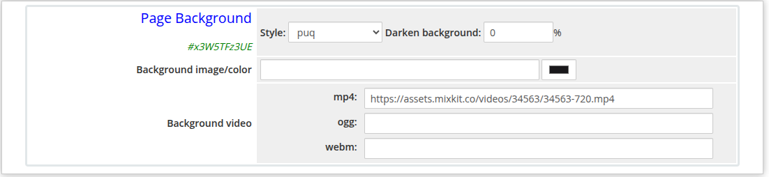 Page Background widget in the page editor