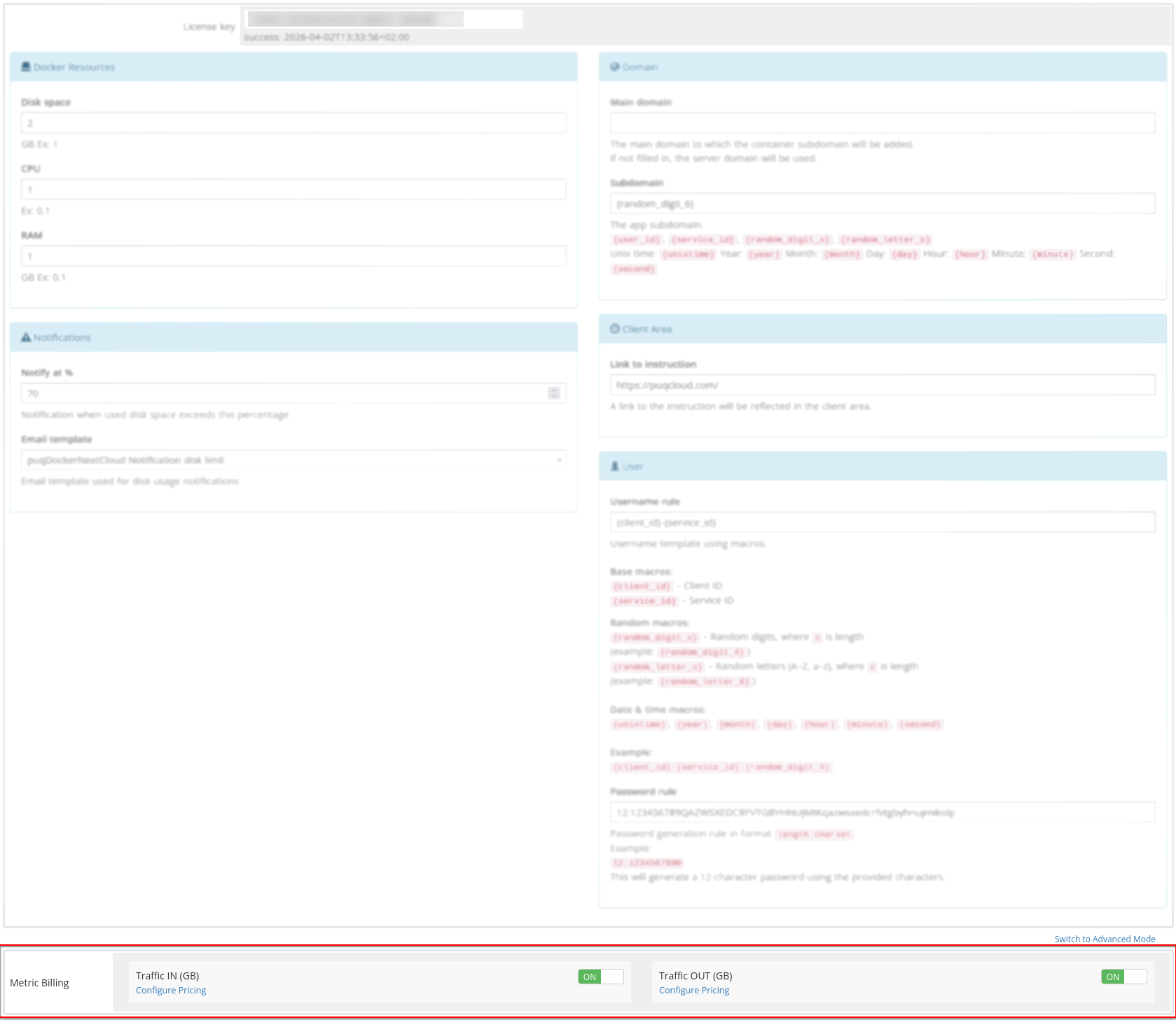 metric billing setup