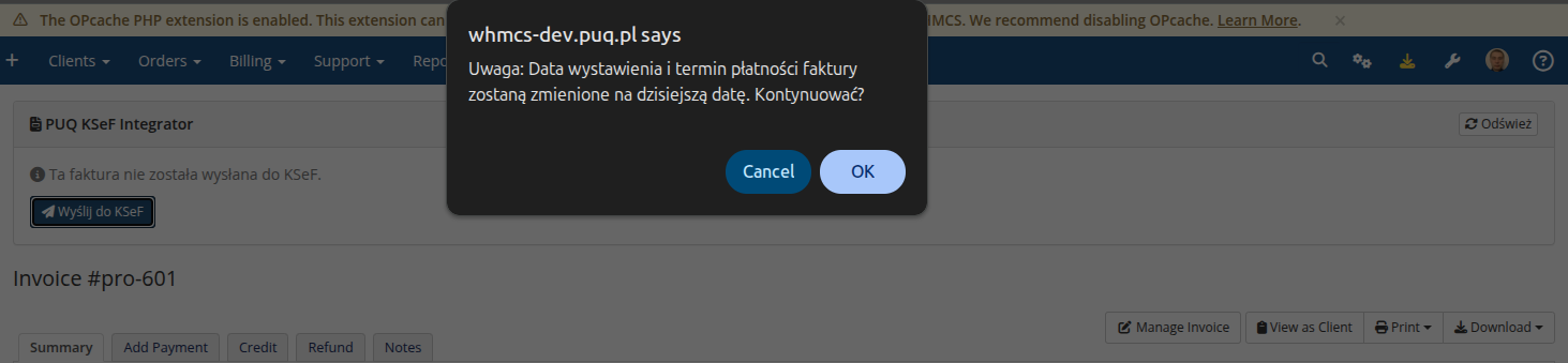Potwierdzenie wysylki do KSeF