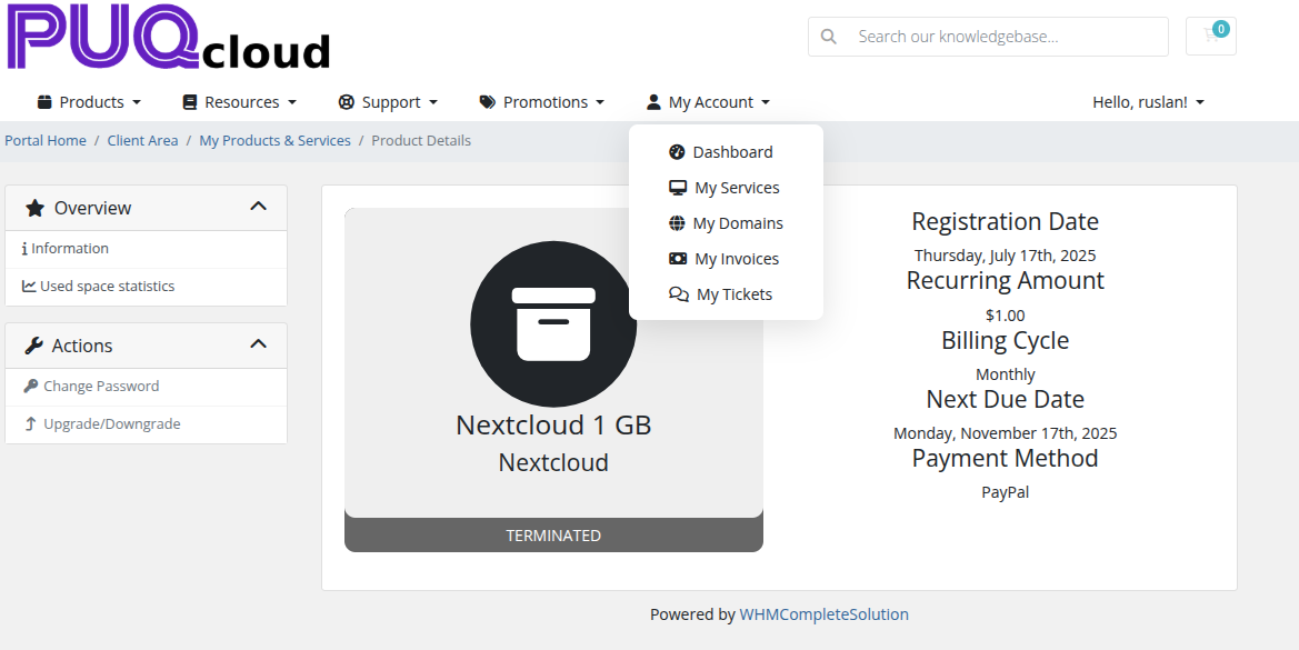 Modern Shadow style — dropdown menu