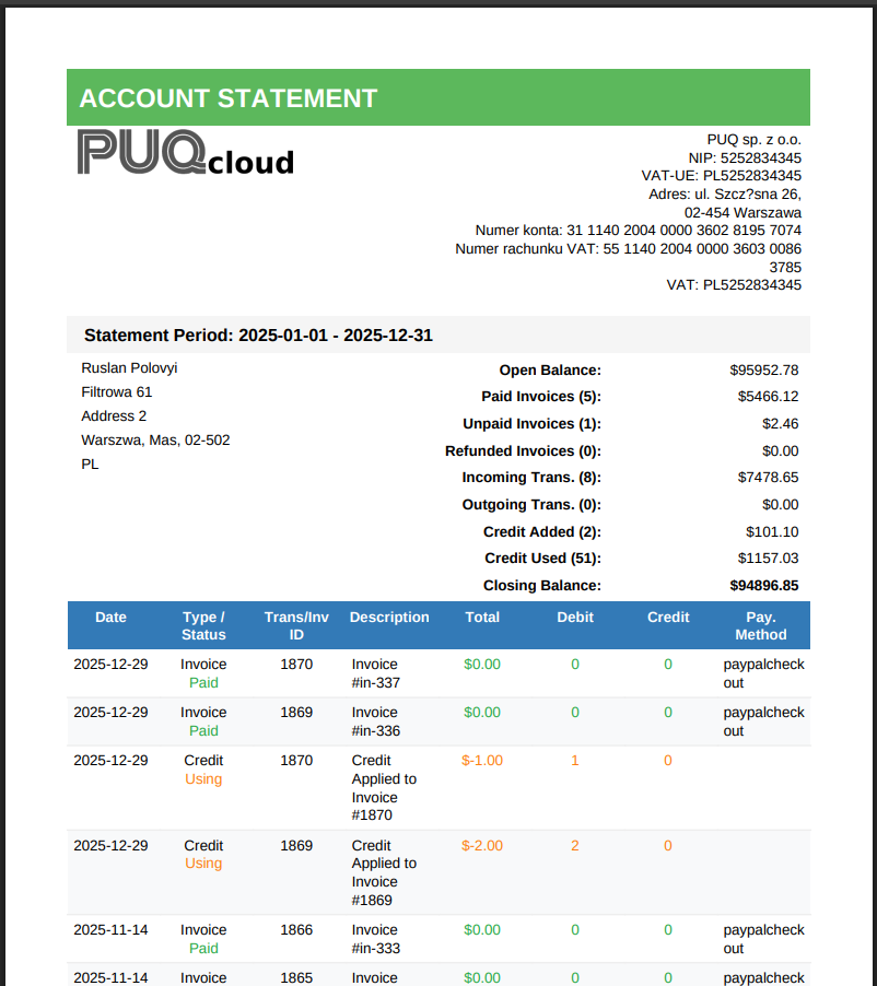 Classic PDF template — portrait orientation