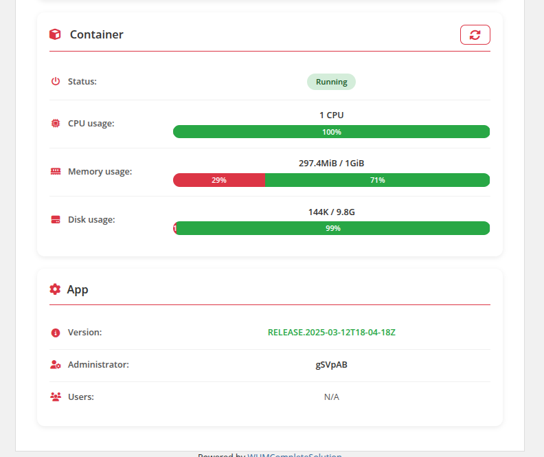 Client area container and app