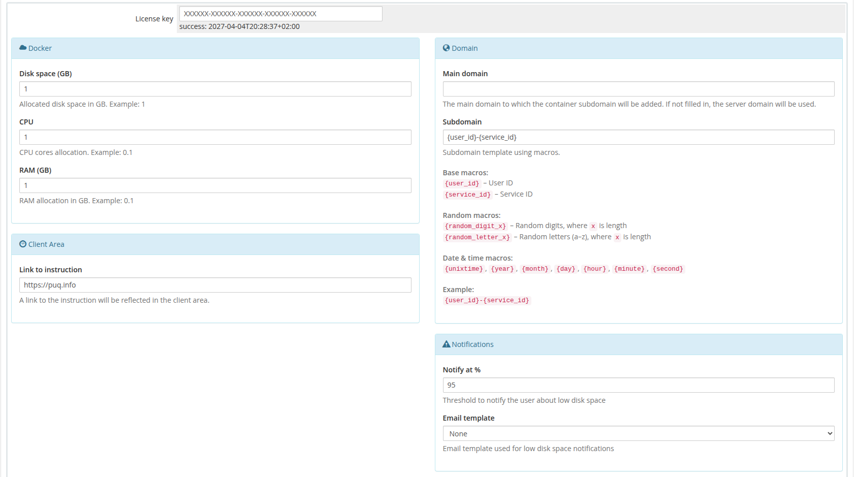 Product configuration