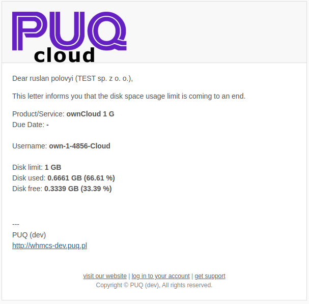 Email notification example