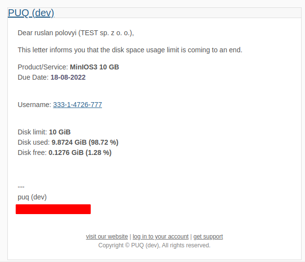Email notification example