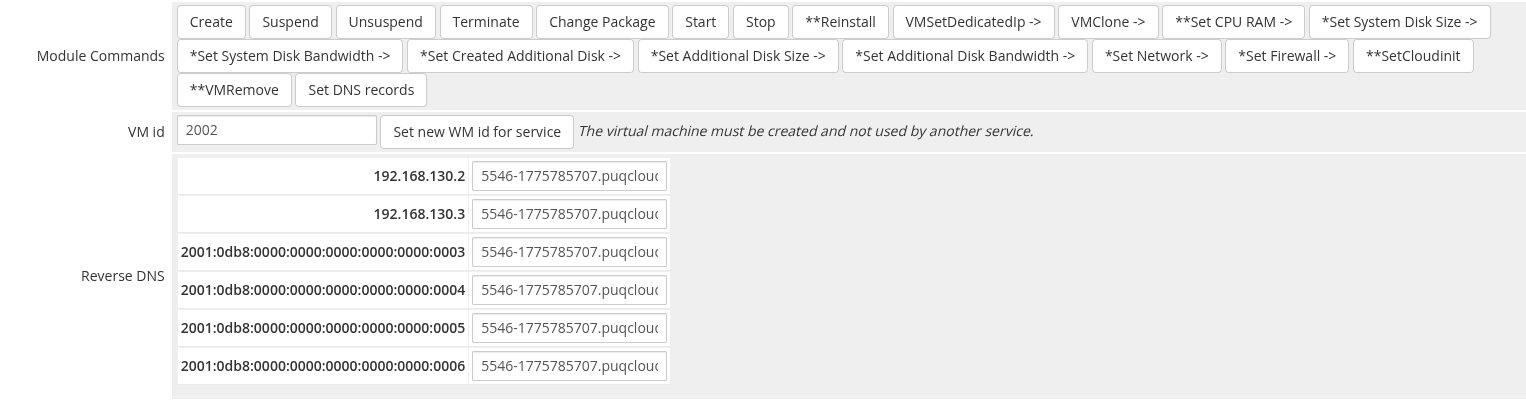 Module command buttons