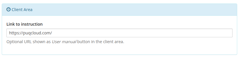 Client Area — link to instruction