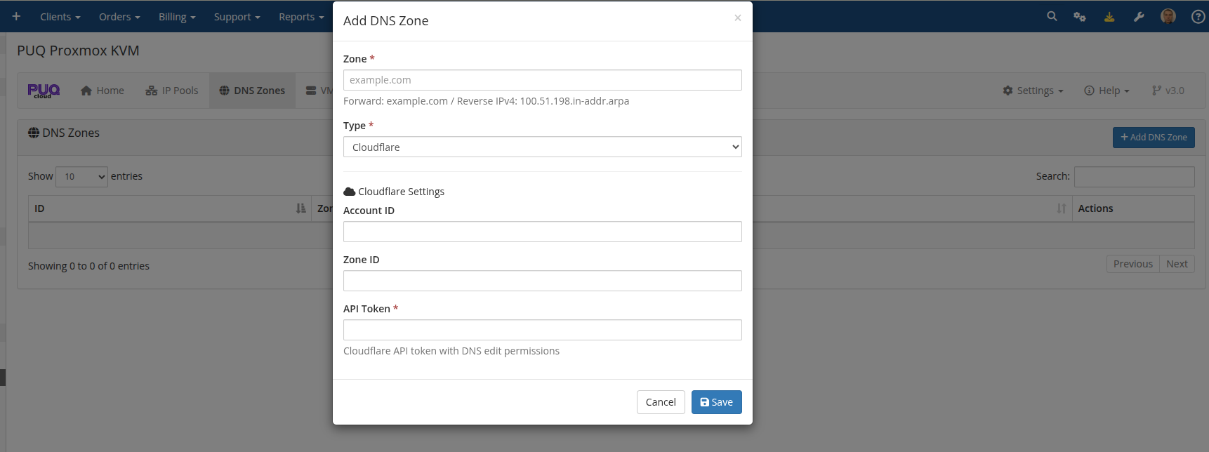 Add DNS Zone — Cloudflare