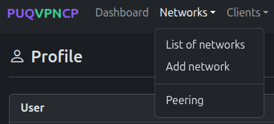 Networks menu