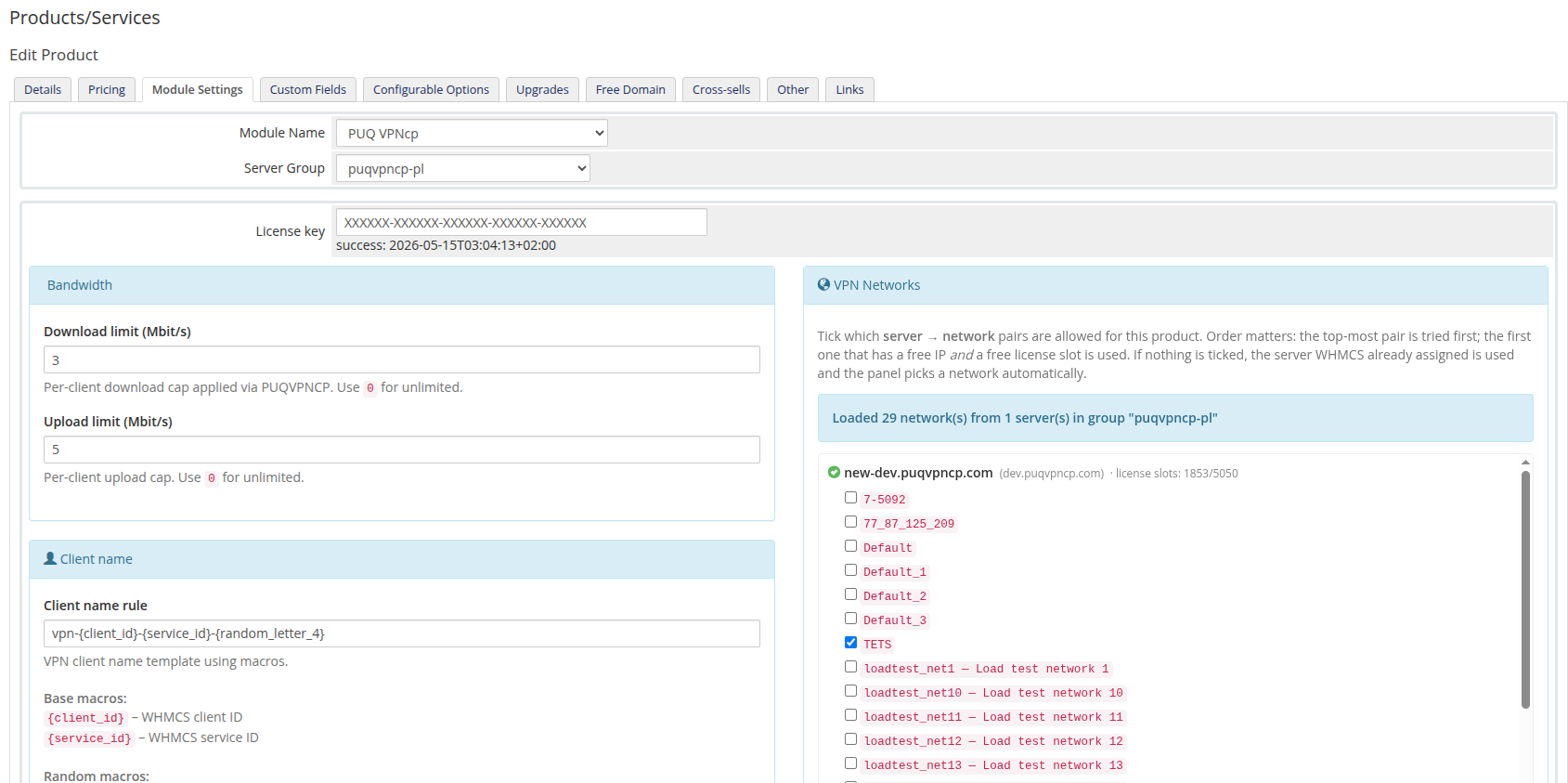 Product configuration