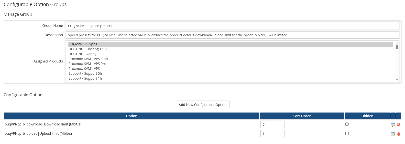 Configurable Option group with both options