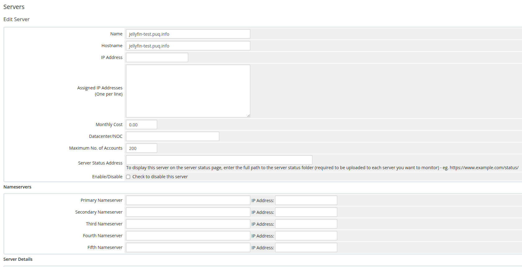 Add a Jellyfin server in WHMCS