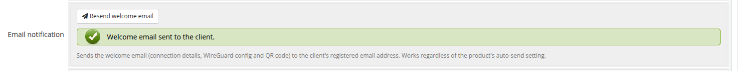 Welcome email sent confirmation