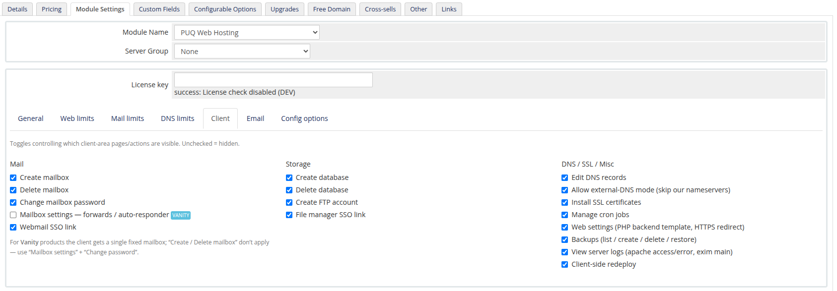 Client permissions