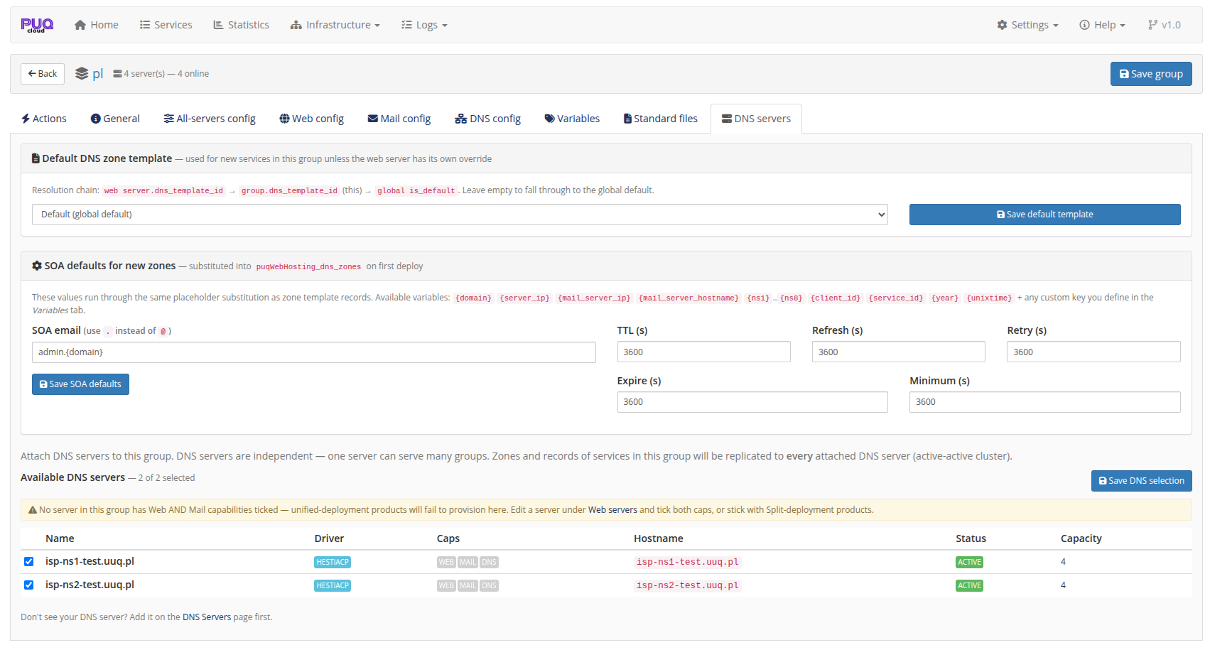 Group — DNS servers