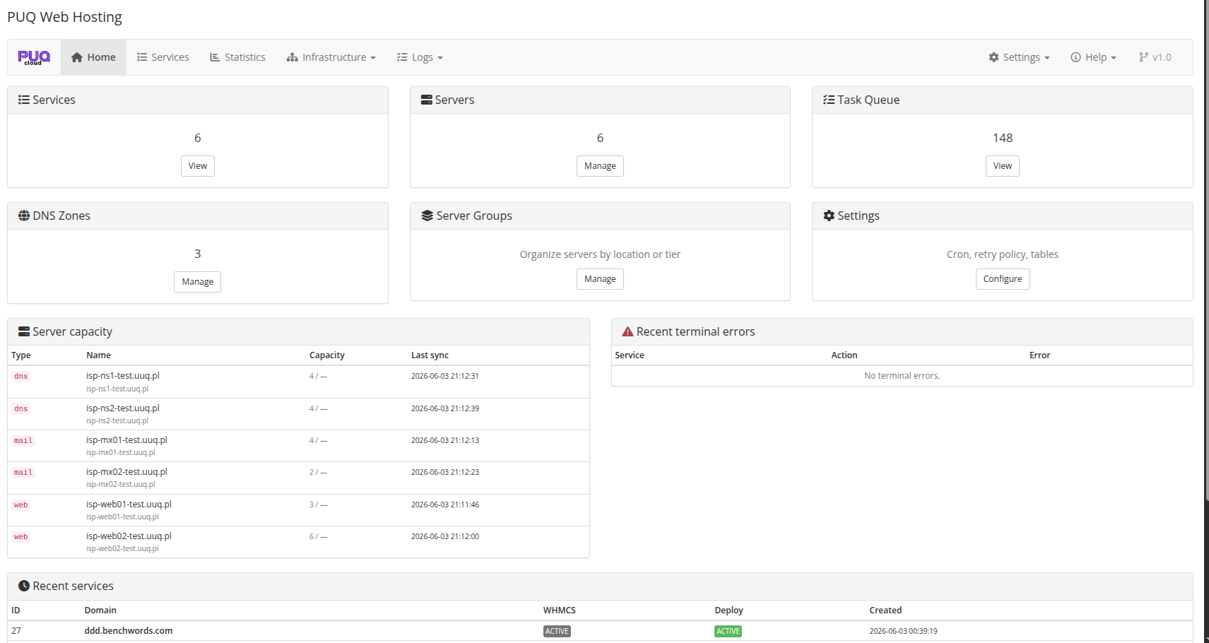 Addon dashboard