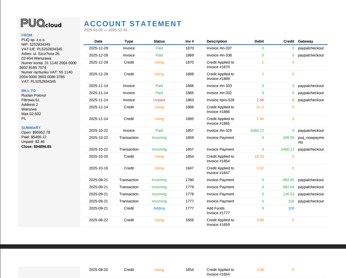 Modern PDF template — landscape orientation