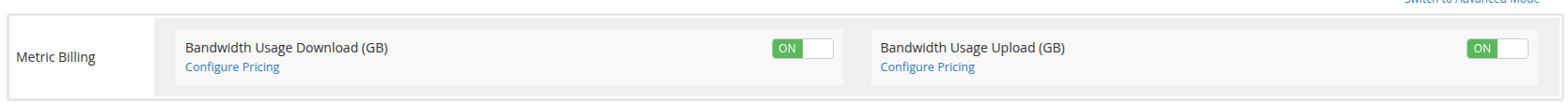 Metric Billing toggles