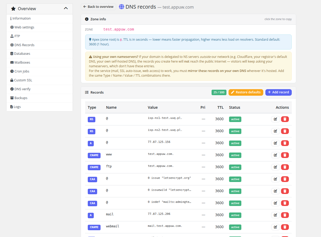 DNS records