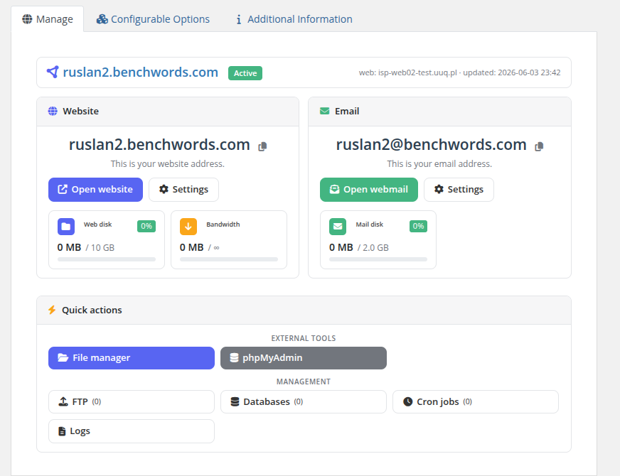 Vanity client dashboard