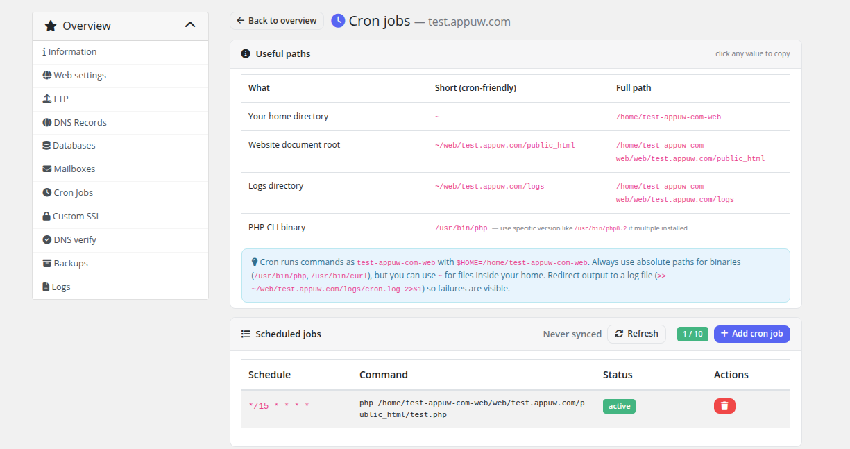 Cron active