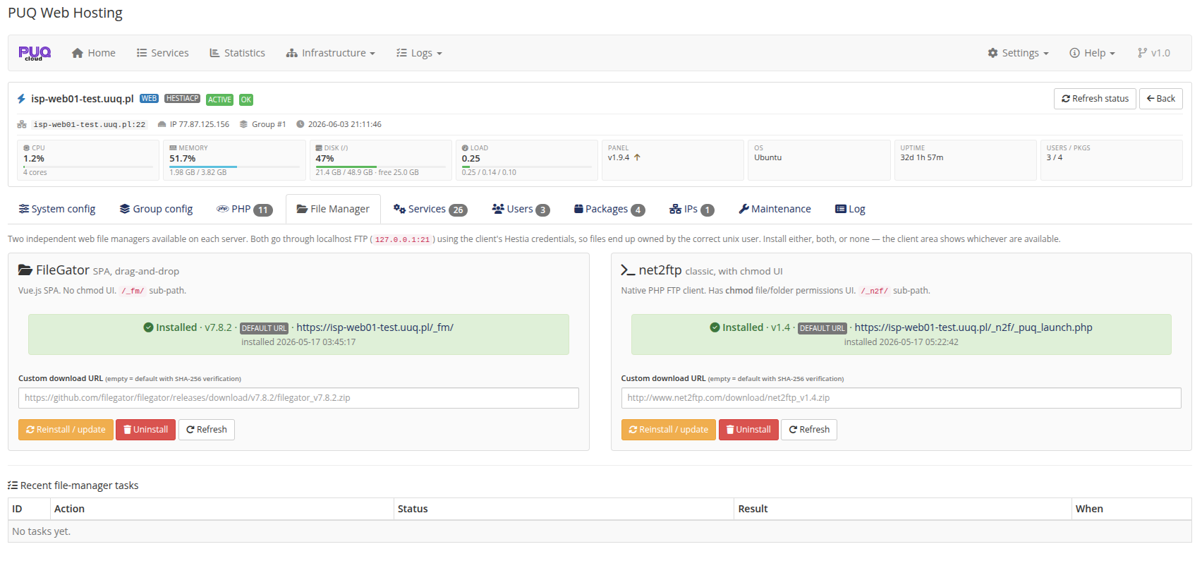 Server Actions — file managers