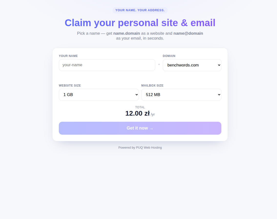 Vanity shop widget landing