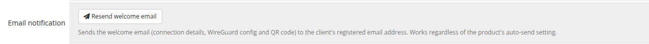 Resend welcome email button