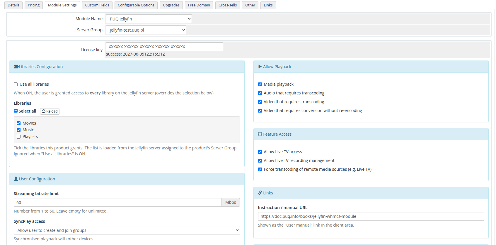 Product configuration