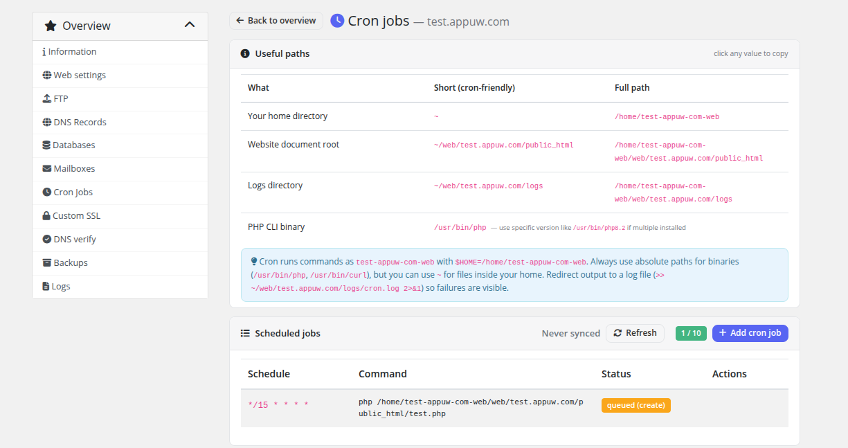 Cron queued