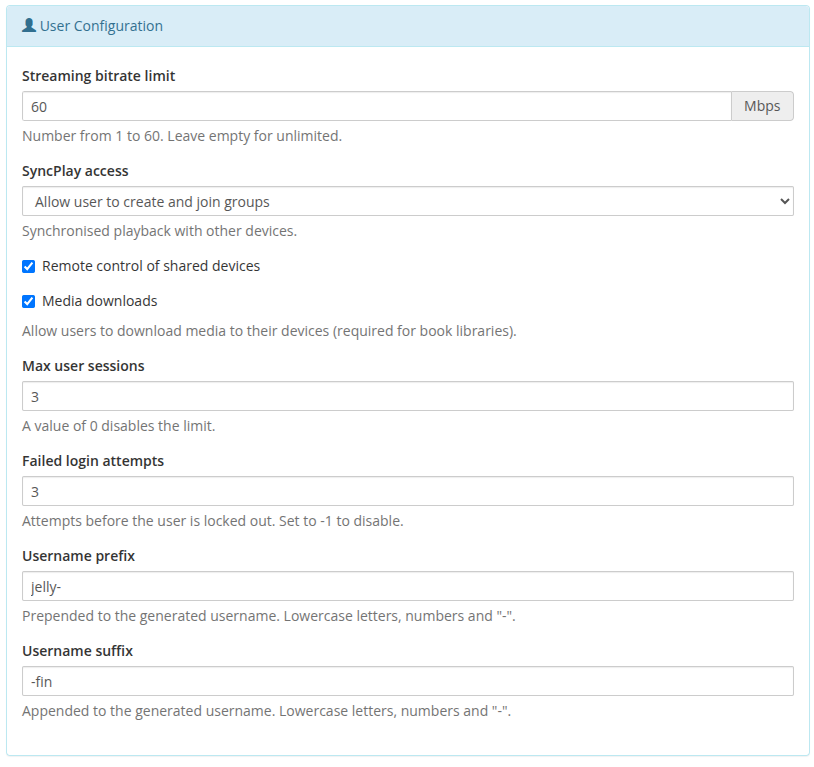 User Configuration