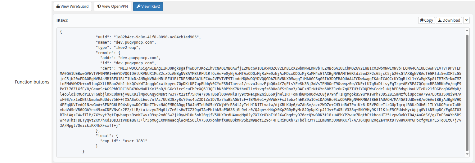 IKEv2 view in admin