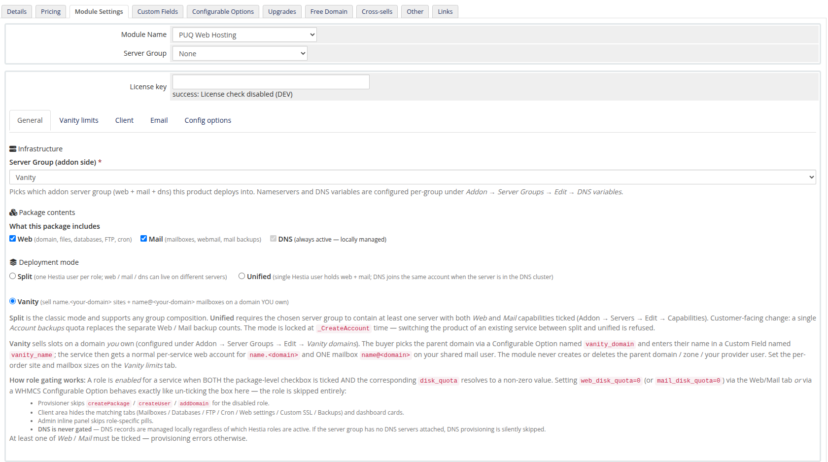 General — deployment mode + roles