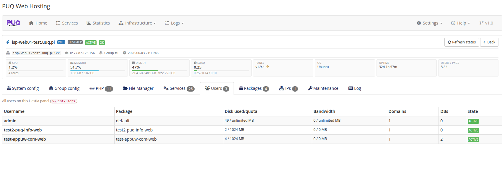Server Actions — users