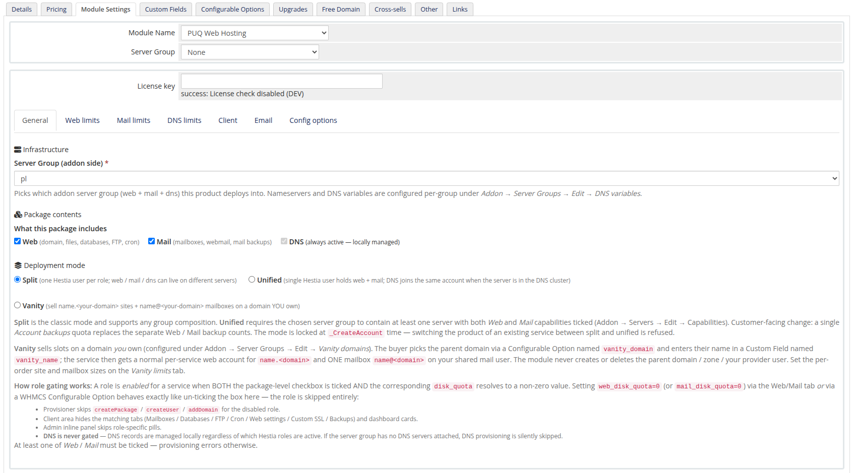 Module Settings — General