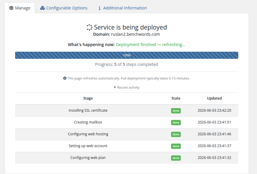 Deploying — finished