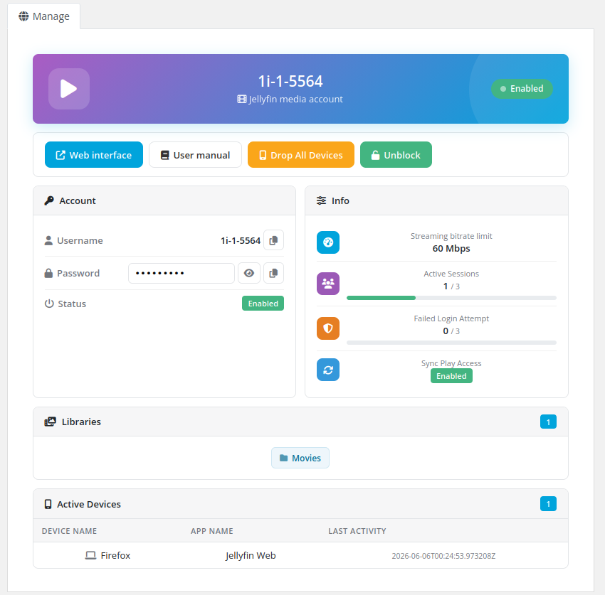 Client area overview