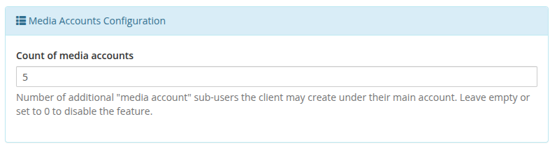 Media Accounts Configuration