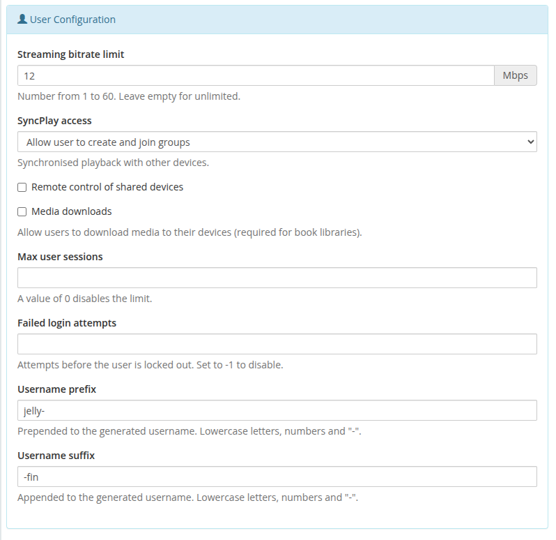 User Configuration