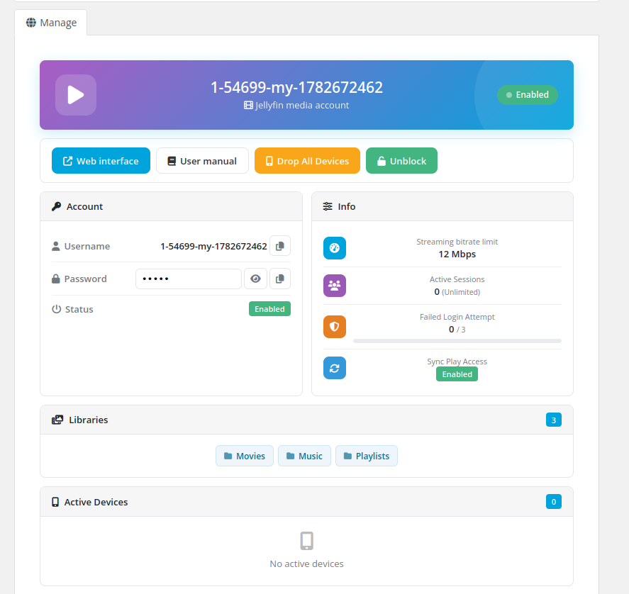 Client area overview