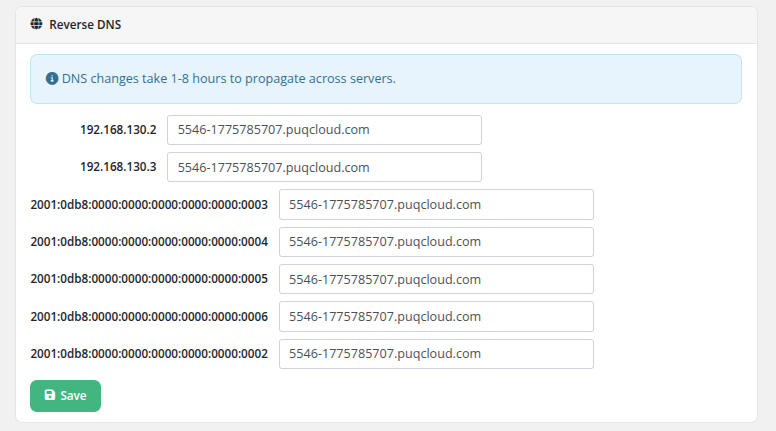 Reverse DNS page