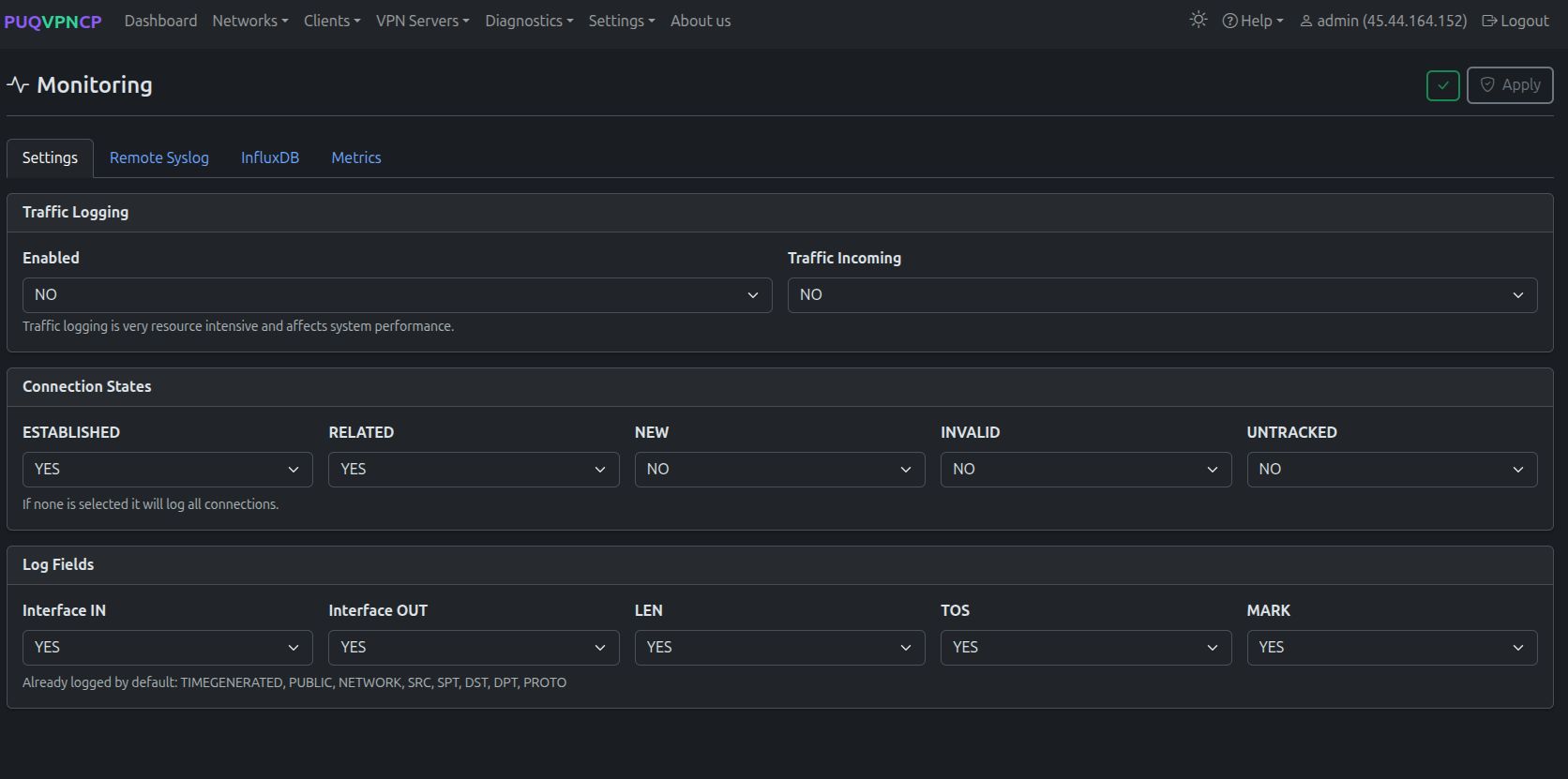 Monitoring config