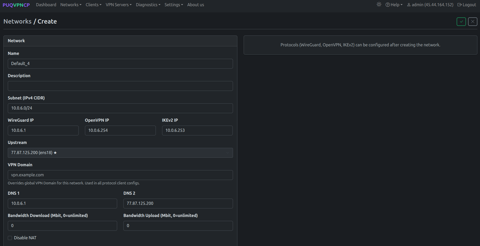 Create network