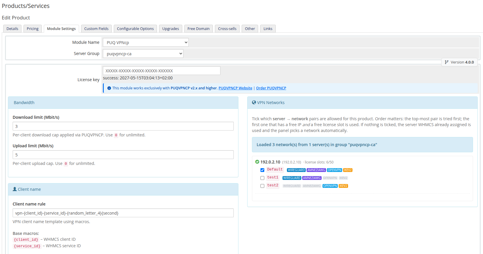 Product configuration