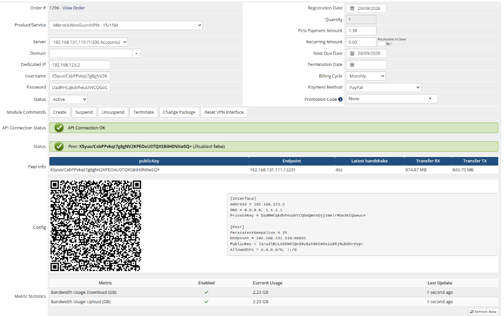 Admin area - Product information