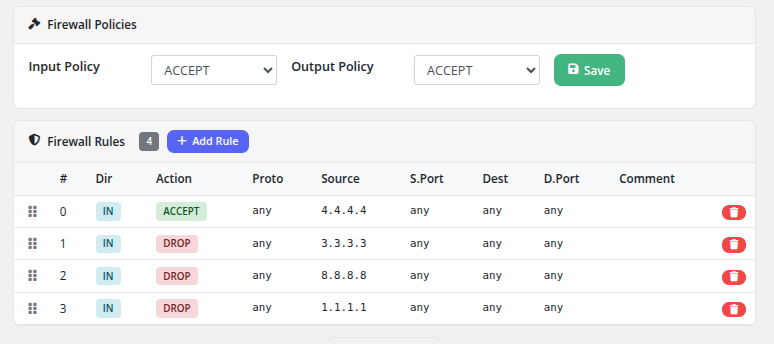 Client area firewall