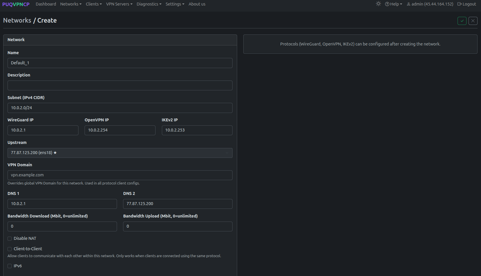 Create network