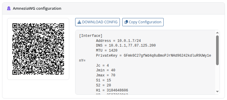 AmneziaWG config + QR